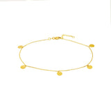 Birmingham Jewelry - 14K Yellow Gold Disc Dangle Adjustable Anklet - Birmingham Jewelry