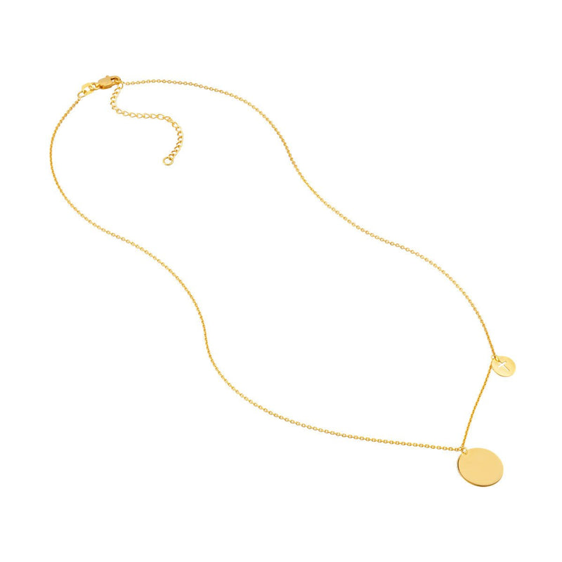 Birmingham Jewelry - 14K Yellow Gold Disc Necklace with Cutout Cross Disc Dangle - Birmingham Jewelry