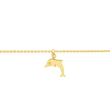 Birmingham Jewelry - 14K Yellow Gold Dolphin Dangle Trio Adjustable Anklet - Birmingham Jewelry
