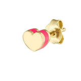 Birmingham Jewelry - 14K Yellow Gold Domed Heart Stud w/Pink Enamel - Birmingham Jewelry