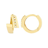 Birmingham Jewelry - 14K Yellow Gold Double Bar Ascending Diamond Hoop Earrings - Birmingham Jewelry