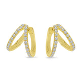 14K Yellow Gold Double Row Diamond Huggie Earrings Birmingham Jewelry Earrings Birmingham Jewelry 