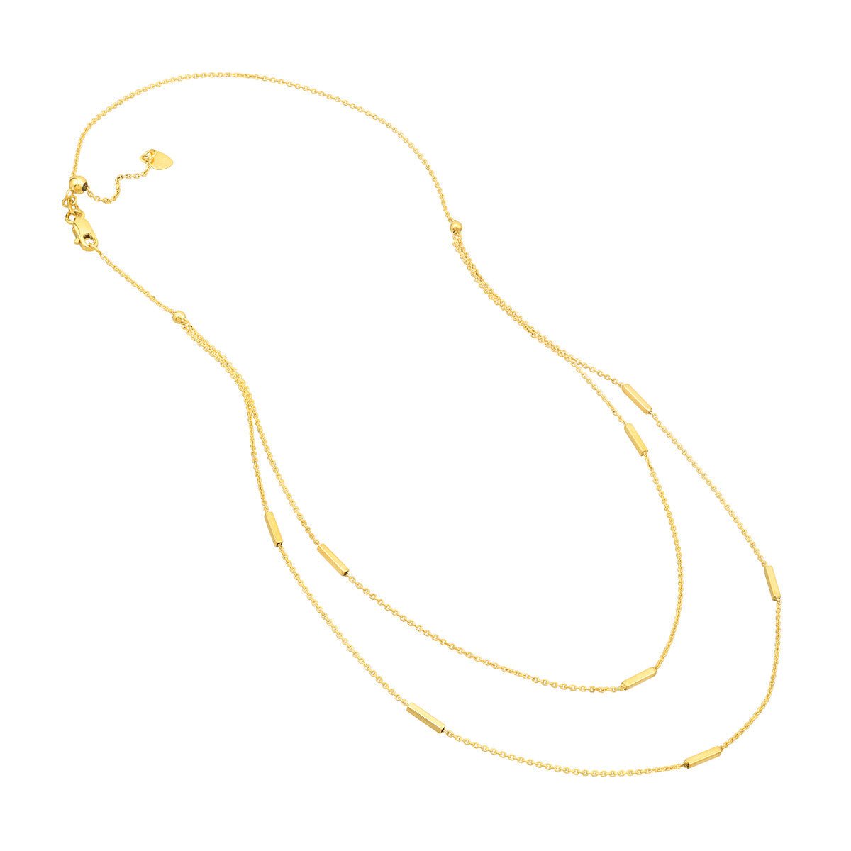 Birmingham Jewelry - 14K Yellow Gold Double Stranded Bar Stations Choker Necklace - Birmingham Jewelry