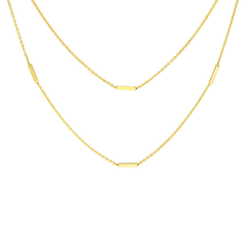 Birmingham Jewelry - 14K Yellow Gold Double Stranded Bar Stations Choker Necklace - Birmingham Jewelry