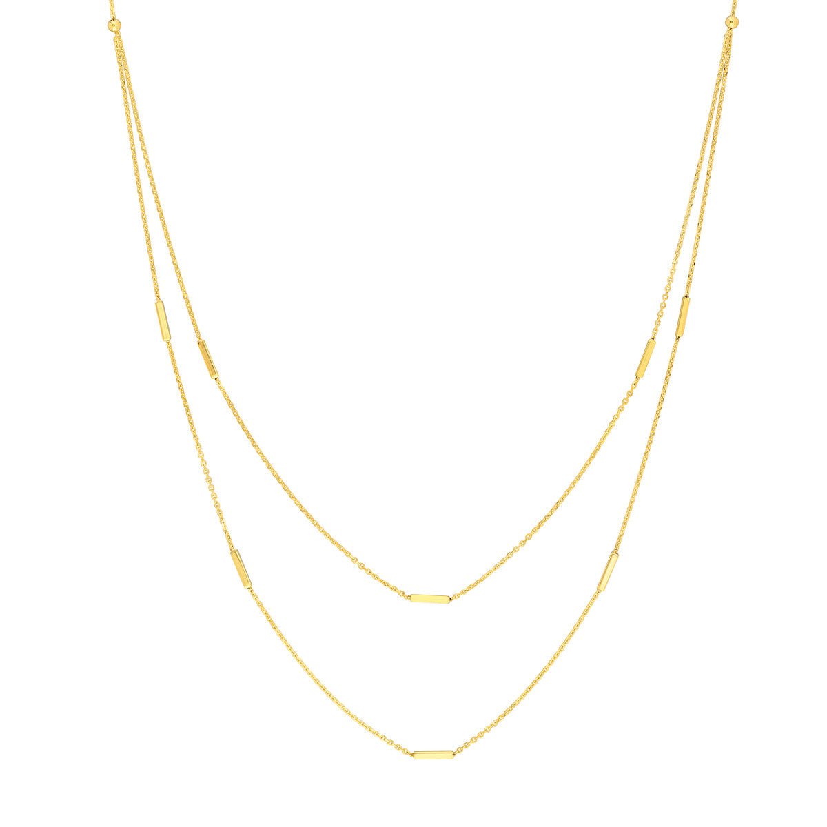 Birmingham Jewelry - 14K Yellow Gold Double Stranded Bar Stations Choker Necklace - Birmingham Jewelry