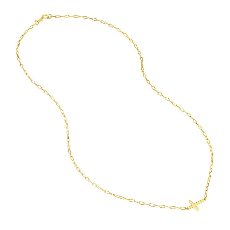 Birmingham Jewelry - 14K Yellow Gold E2W Cross Paper Clip Necklace - Birmingham Jewelry