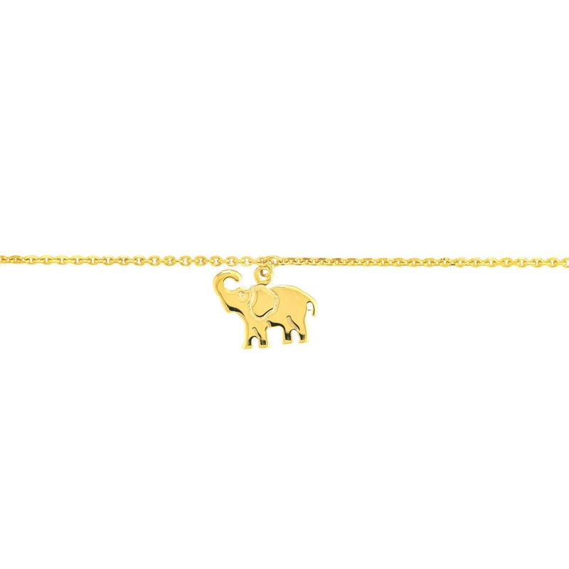 Birmingham Jewelry - 14K Yellow Gold Elephant Trio Adjustable Anklet - Birmingham Jewelry