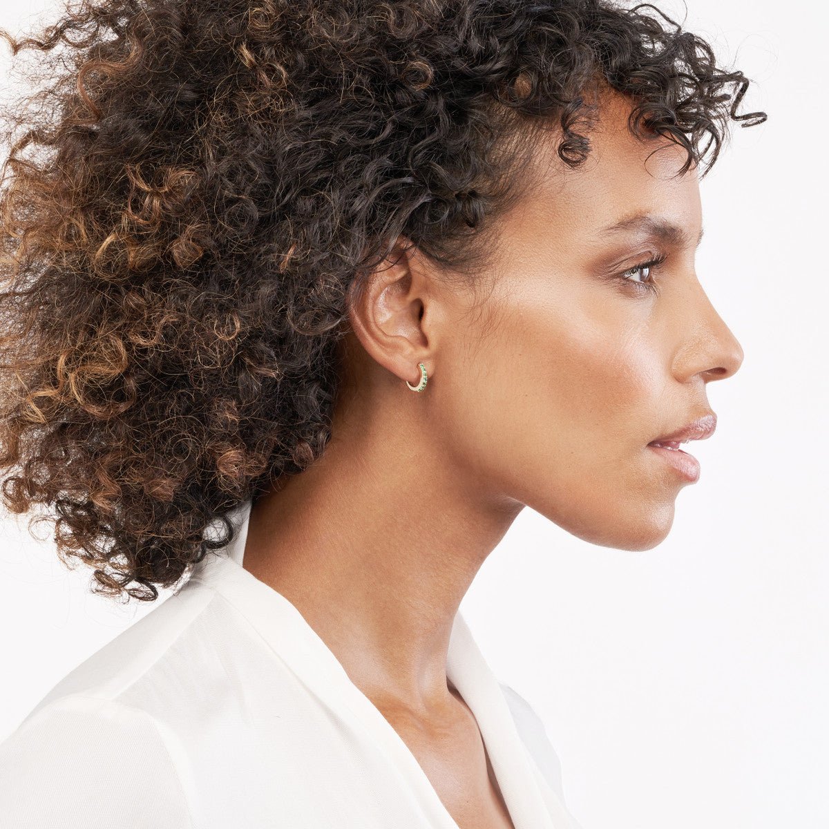 Birmingham Jewelry - 14K Yellow Gold Emerald Row Hoop Earrings - Birmingham Jewelry