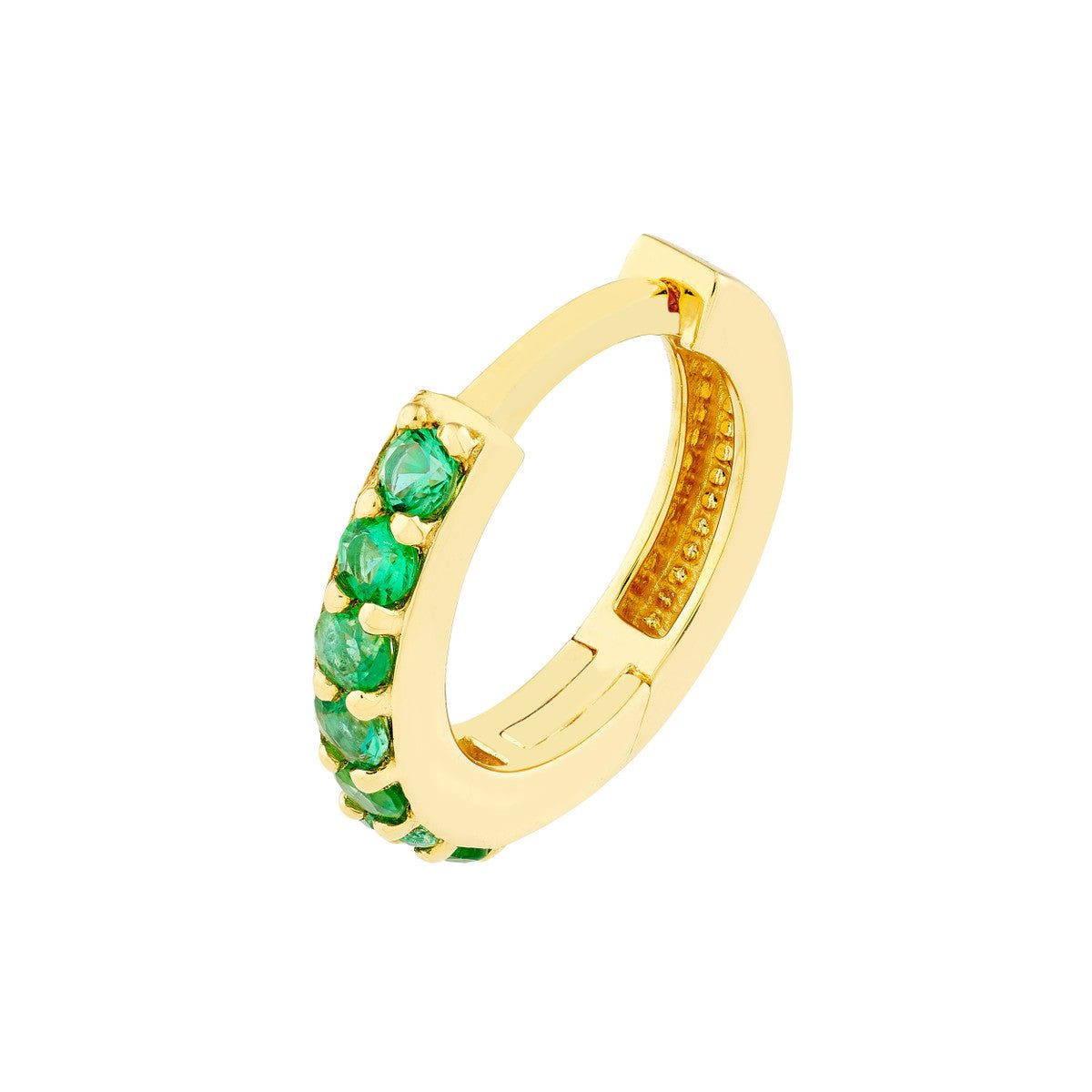 Birmingham Jewelry - 14K Yellow Gold Emerald Row Hoop Earrings - Birmingham Jewelry