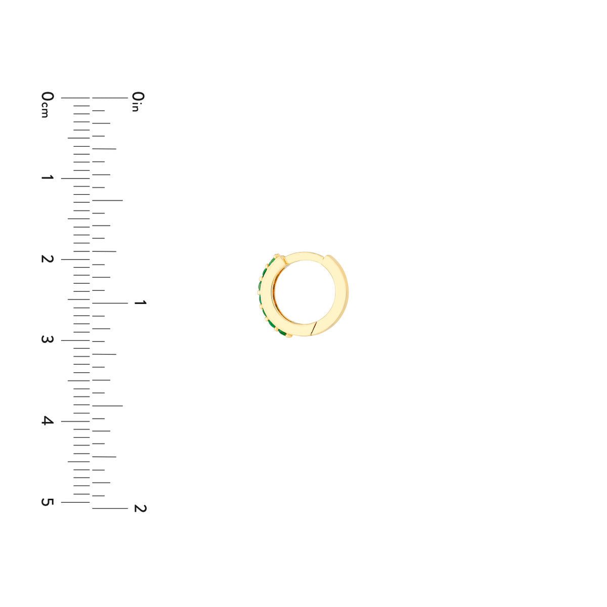 Birmingham Jewelry - 14K Yellow Gold Emerald Row Hoop Earrings - Birmingham Jewelry