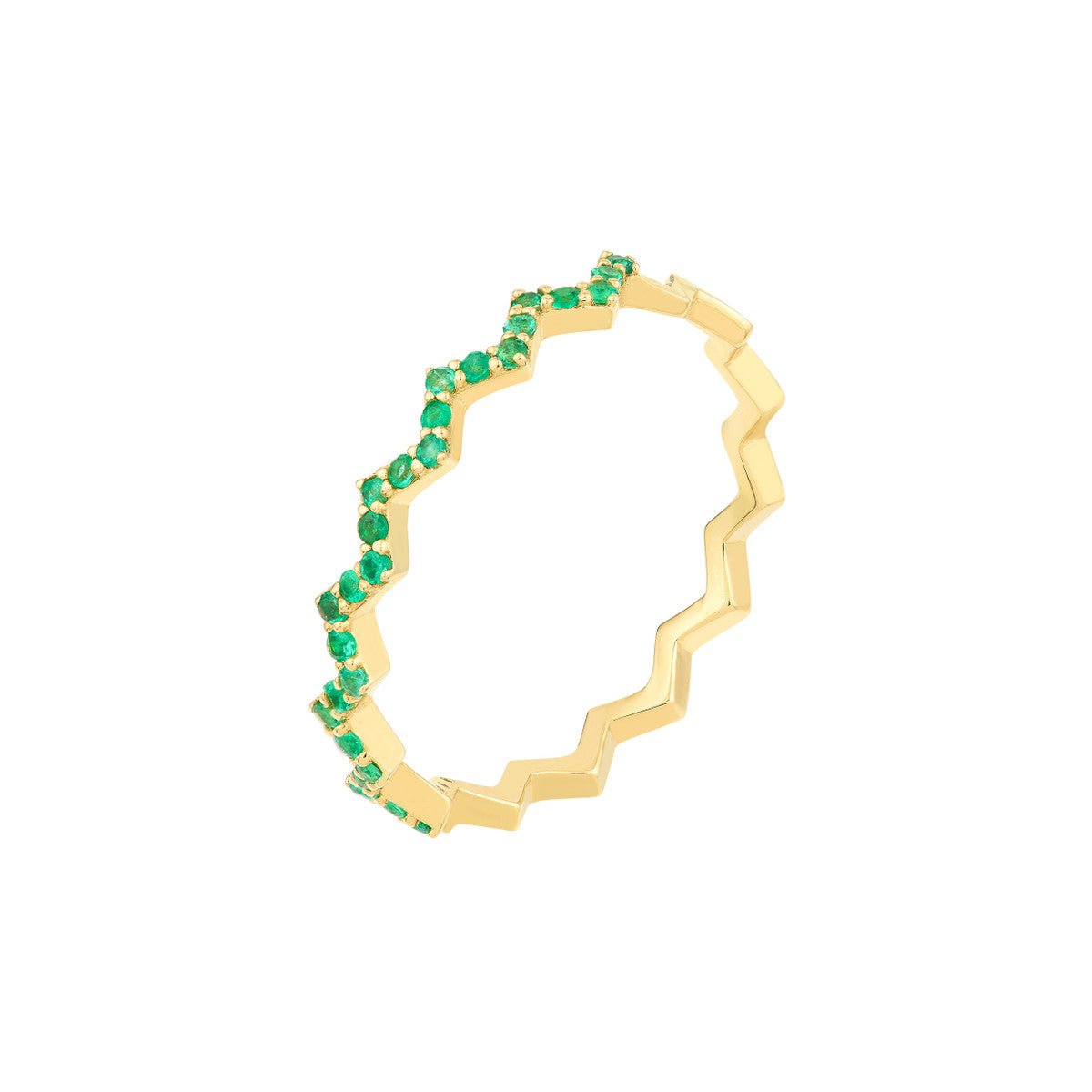 Birmingham Jewelry - 14K Yellow Gold Emerald Stones Zig Zag Ring - Birmingham Jewelry