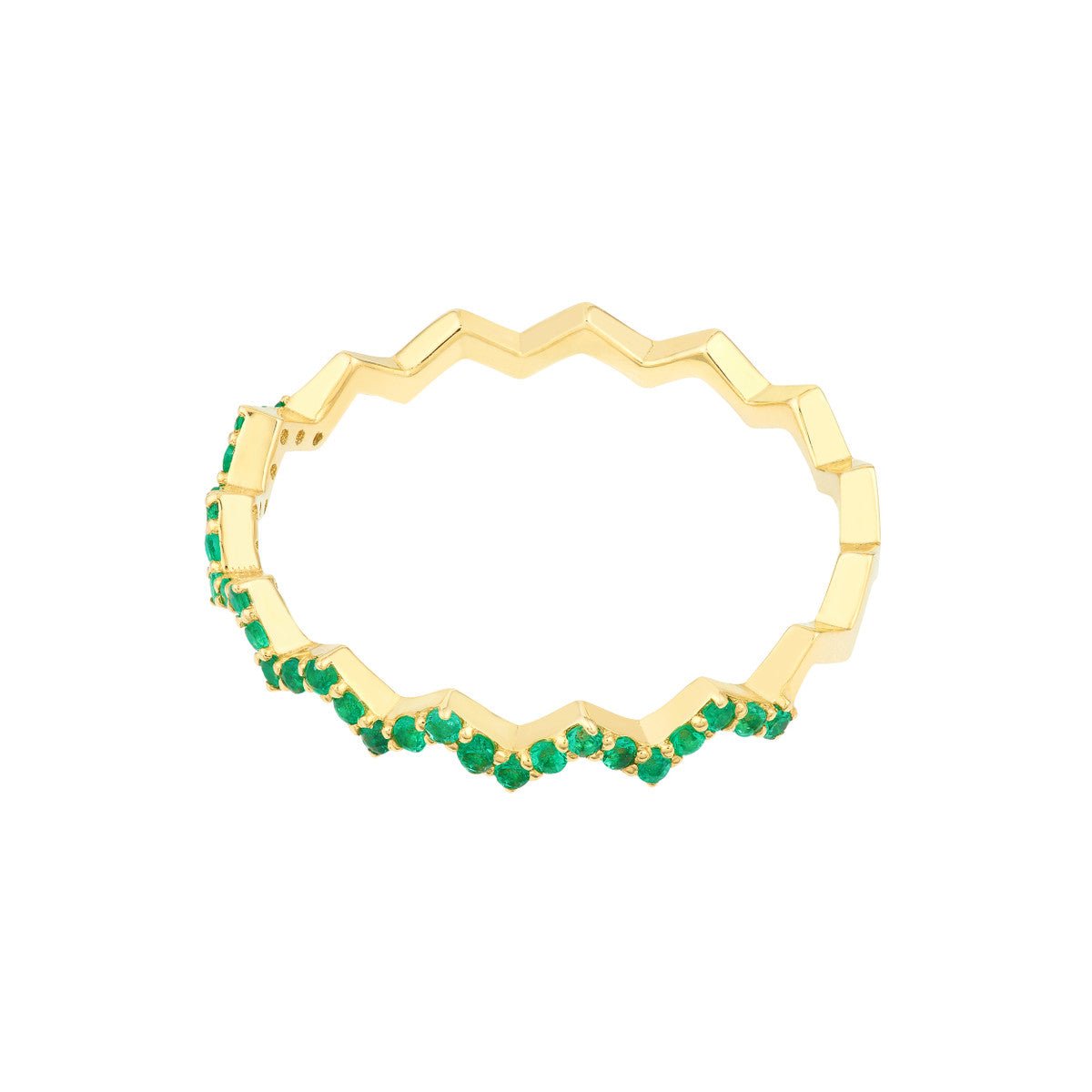 Birmingham Jewelry - 14K Yellow Gold Emerald Stones Zig Zag Ring - Birmingham Jewelry