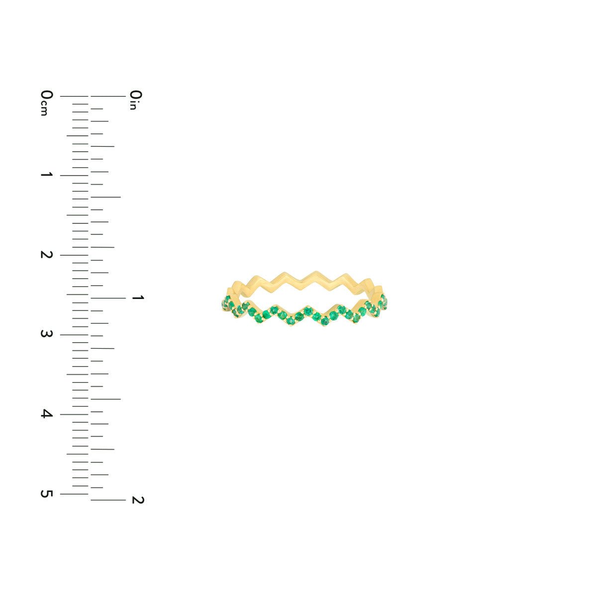 Birmingham Jewelry - 14K Yellow Gold Emerald Stones Zig Zag Ring - Birmingham Jewelry