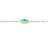 Birmingham Jewelry - 14K Yellow Gold Enamel Evil Eye Station Bracelet - Birmingham Jewelry