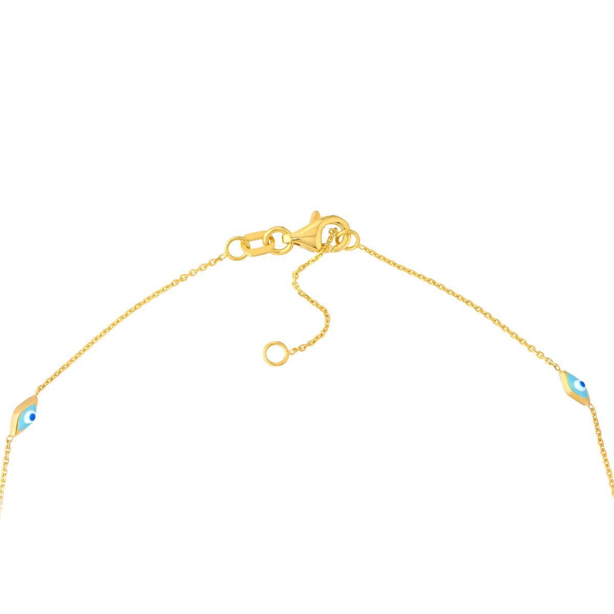 Birmingham Jewelry - 14K Yellow Gold Enamel Evil Eye Station Chain Anklet - Birmingham Jewelry