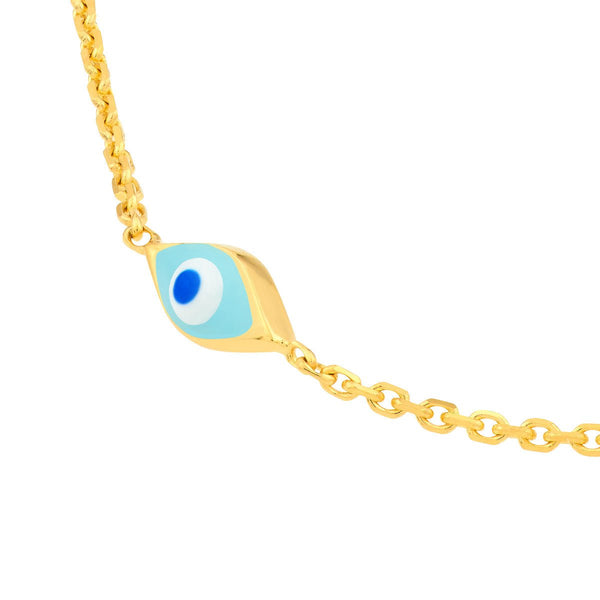 Birmingham Jewelry - 14K Yellow Gold Enamel Evil Eye Station Chain Anklet - Birmingham Jewelry