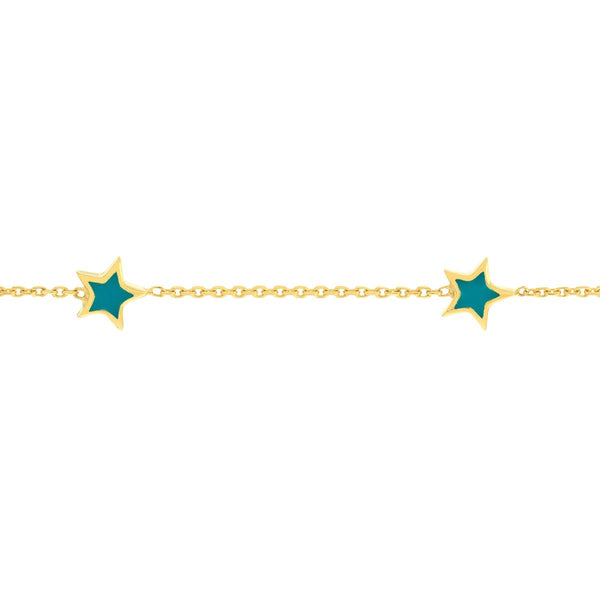 Birmingham Jewelry - 14K Yellow Gold Enamel Star Station Bracelet with Pear Lock - Birmingham Jewelry