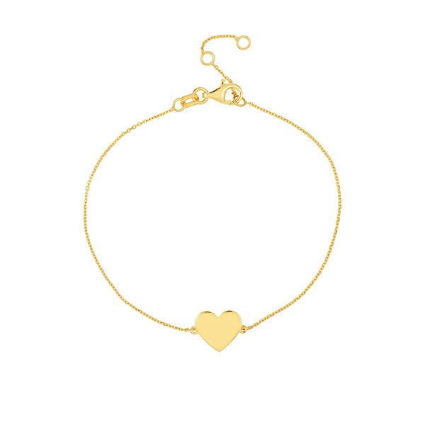 Birmingham Jewelry - 14K Yellow Gold Engravable Simple Heart Bracelet - Birmingham Jewelry