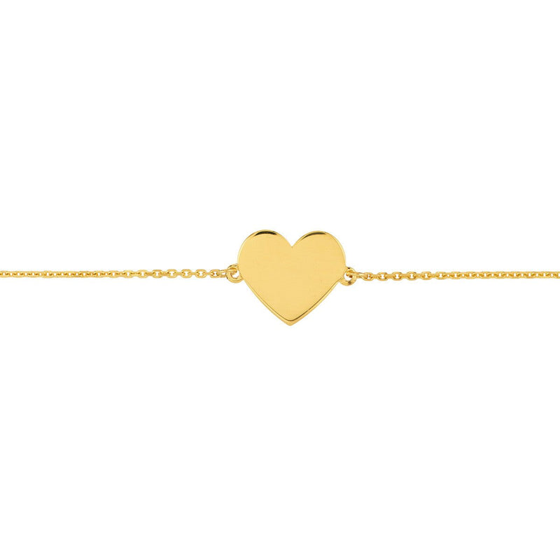 Birmingham Jewelry - 14K Yellow Gold Engravable Simple Heart Bracelet - Birmingham Jewelry