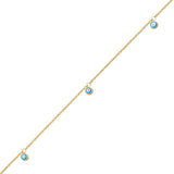 14K Yellow Blue Turquoise Evil Eye Dangle Adjustable Anklet Birmingham Jewelry Anklet Birmingham Jewelry 