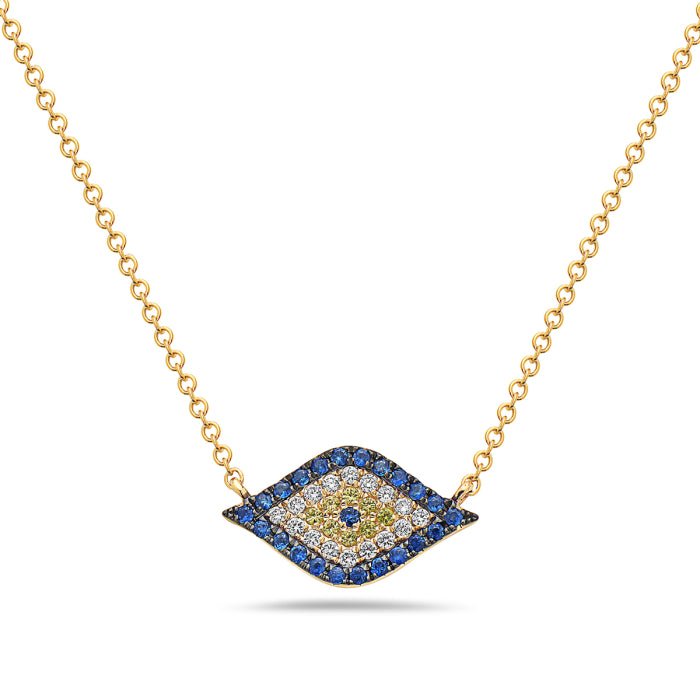 14K Yellow Gold Eye Rainbow Sapphires Necklace Birmingham Jewelry Necklace Birmingham Jewelry 