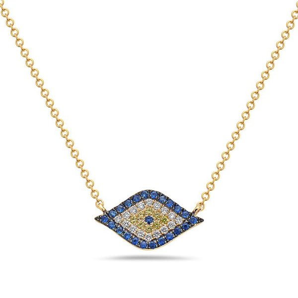 14K Yellow Gold Eye Rainbow Sapphires Necklace Birmingham Jewelry Necklace Birmingham Jewelry 