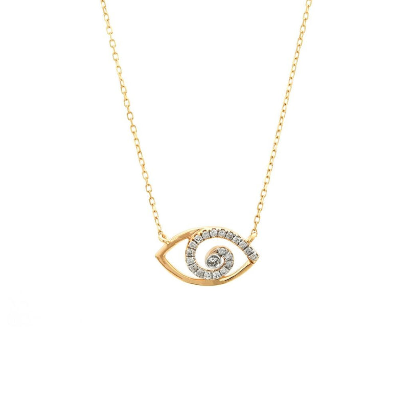 14K Yellow Gold Eye Single Micro Pave Diamond Necklace Birmingham Jewelry Necklace Birmingham Jewelry 