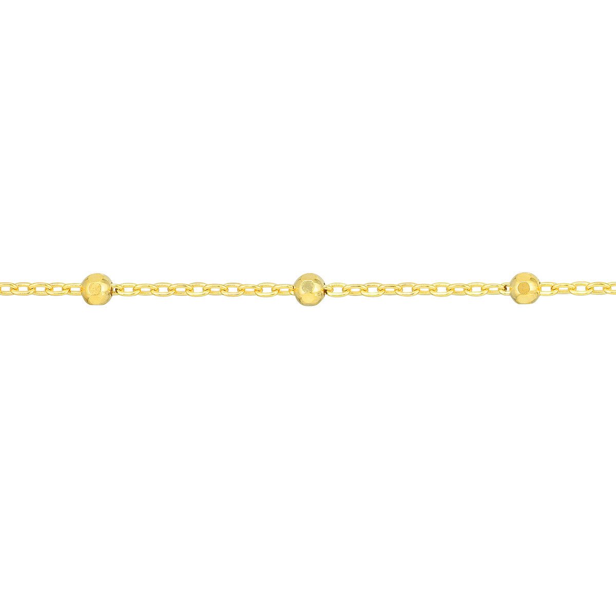 Birmingham Jewelry - 14K Yellow Gold Faceted Bead Saturn Chain with Lobster Lock Anklet - Birmingham Jewelry
