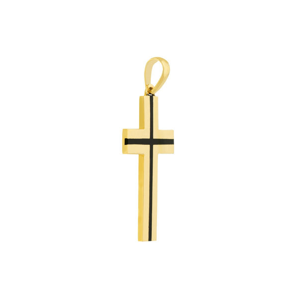 Birmingham Jewelry - 14K Yellow Gold Fancy Black Enamel Cross Pendant - Birmingham Jewelry