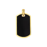 Birmingham Jewelry - 14K Yellow Gold Fancy Black Enamel Dog Tag with Border Pendant - Birmingham Jewelry