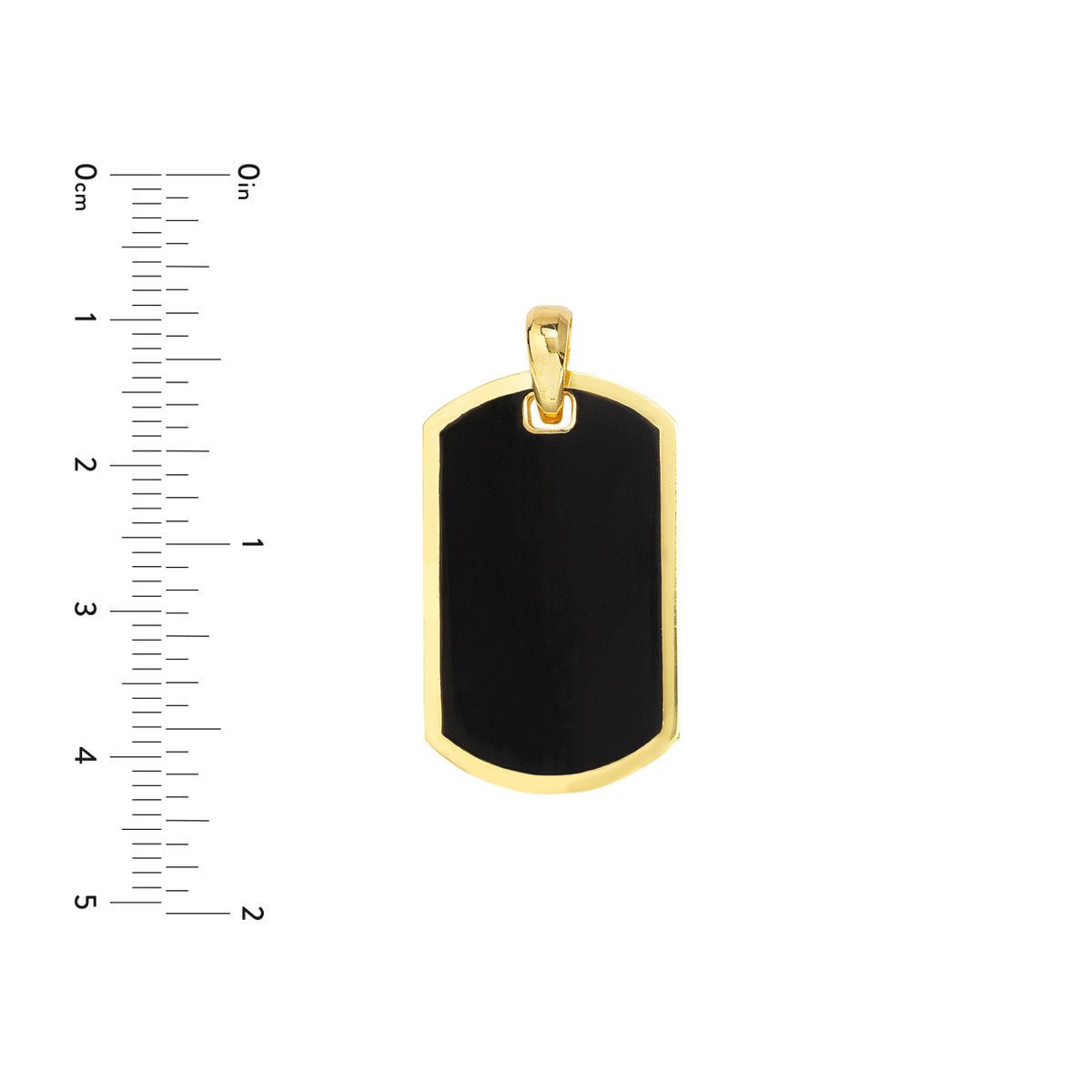 Birmingham Jewelry - 14K Yellow Gold Fancy Black Enamel Dog Tag with Border Pendant - Birmingham Jewelry