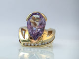 14K Yellow Gold Fashion Ring With Synthetic Alexandrite Center Stone Birmingham Jewelry Ring Birmingham Jewelry 