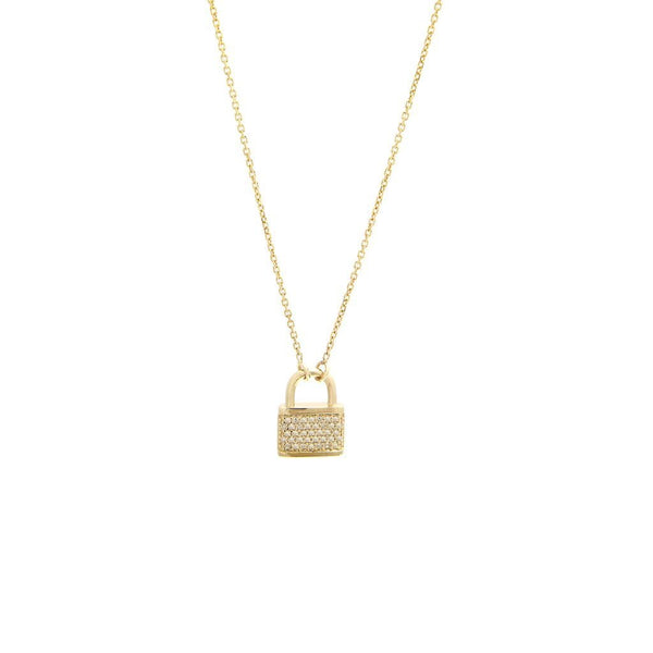 14K Yellow Gold Fashion Single Pave Diamond Necklace Birmingham Jewelry Necklace Birmingham Jewelry 