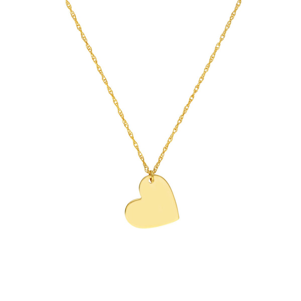 Birmingham Jewelry - 14K Yellow Gold Flat Tilted Heart Engravable Necklace - Birmingham Jewelry