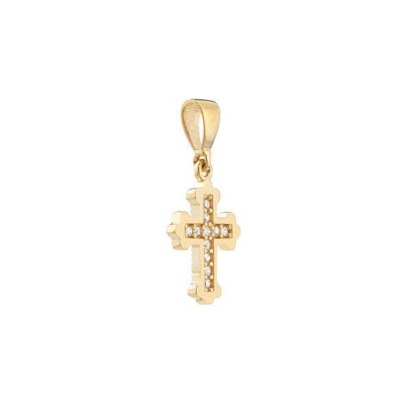 Birmingham Jewelry - 14K Yellow Gold Fleury Mini CZ Cross Pendant - Birmingham Jewelry