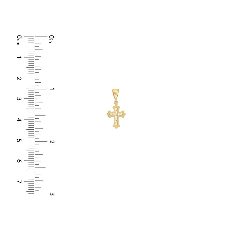 Birmingham Jewelry - 14K Yellow Gold Fleury Mini CZ Cross Pendant - Birmingham Jewelry