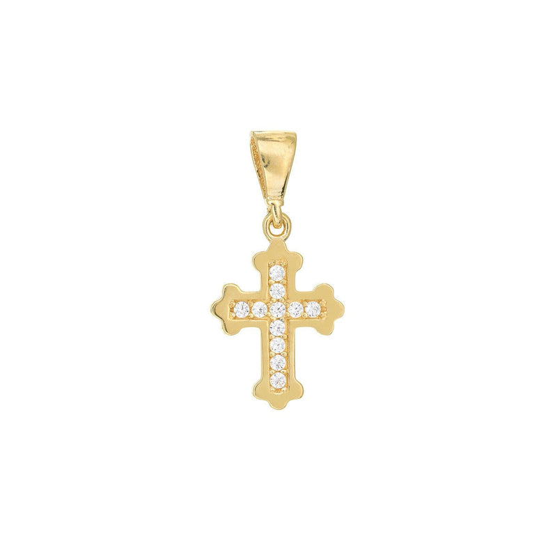 Birmingham Jewelry - 14K Yellow Gold Fleury Mini CZ Cross Pendant - Birmingham Jewelry