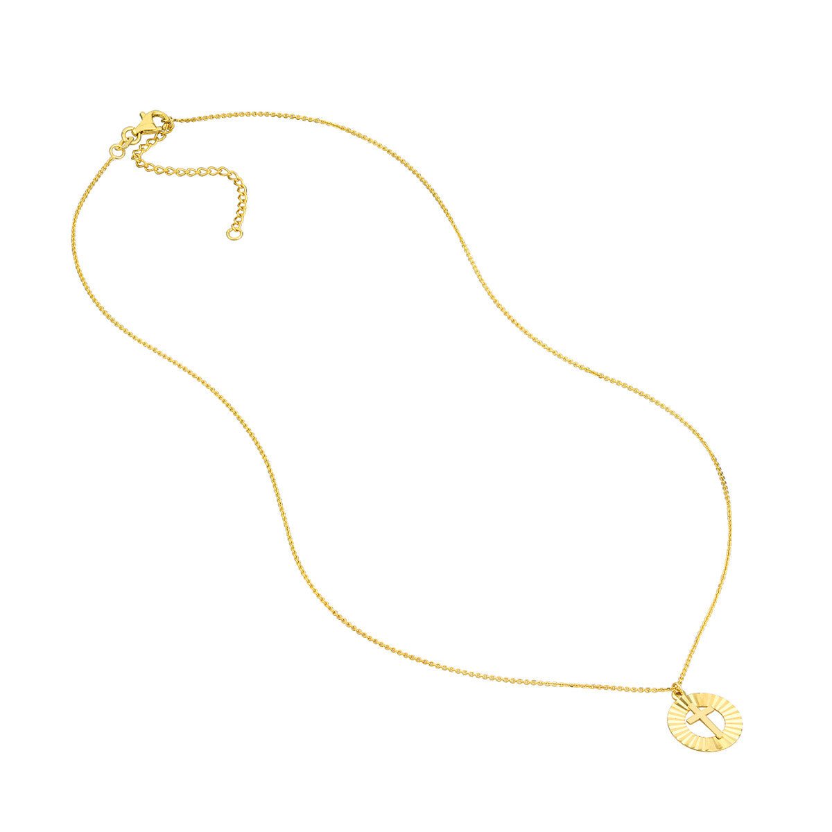 Birmingham Jewelry - 14K Yellow Gold Fluted Cross Medallion Necklace - Birmingham Jewelry