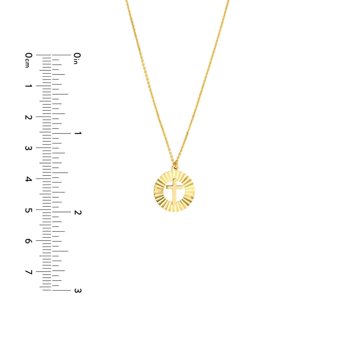 Birmingham Jewelry - 14K Yellow Gold Fluted Cross Medallion Necklace - Birmingham Jewelry