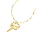 Birmingham Jewelry - 14K Yellow Gold Fluted Diamond Frame Key Pendant on Paper Clip Chain - Birmingham Jewelry