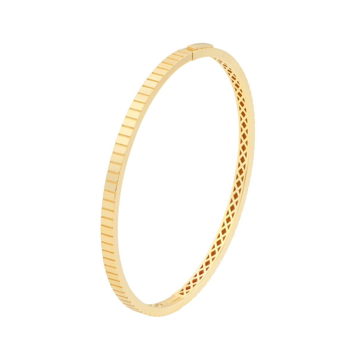 Birmingham Jewelry - 14K Yellow Gold Fluted Hinge Weave Bangle Bracelet - Birmingham Jewelry