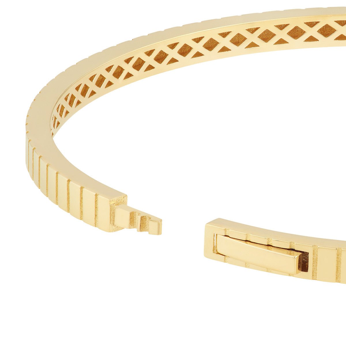 Birmingham Jewelry - 14K Yellow Gold Fluted Hinge Weave Bangle Bracelet - Birmingham Jewelry