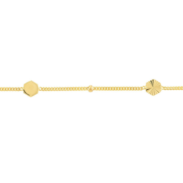 Birmingham Jewelry - 14K Yellow Gold Fluted/Polished Hexagon Adjustable Anklet - Birmingham Jewelry
