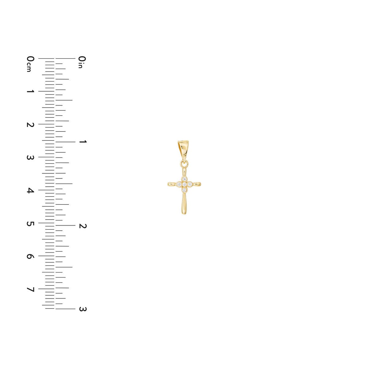 14K Yellow Gold Four CZ Polished Mini Cross Pendant Birmingham Jewelry Pendant Birmingham Jewelry 