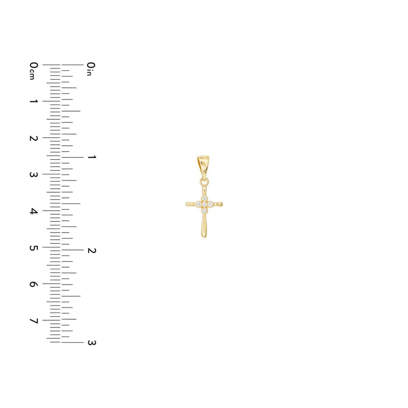 Birmingham Jewelry - 14K Yellow Gold Four CZ Polished Mini Cross Pendant - Birmingham Jewelry