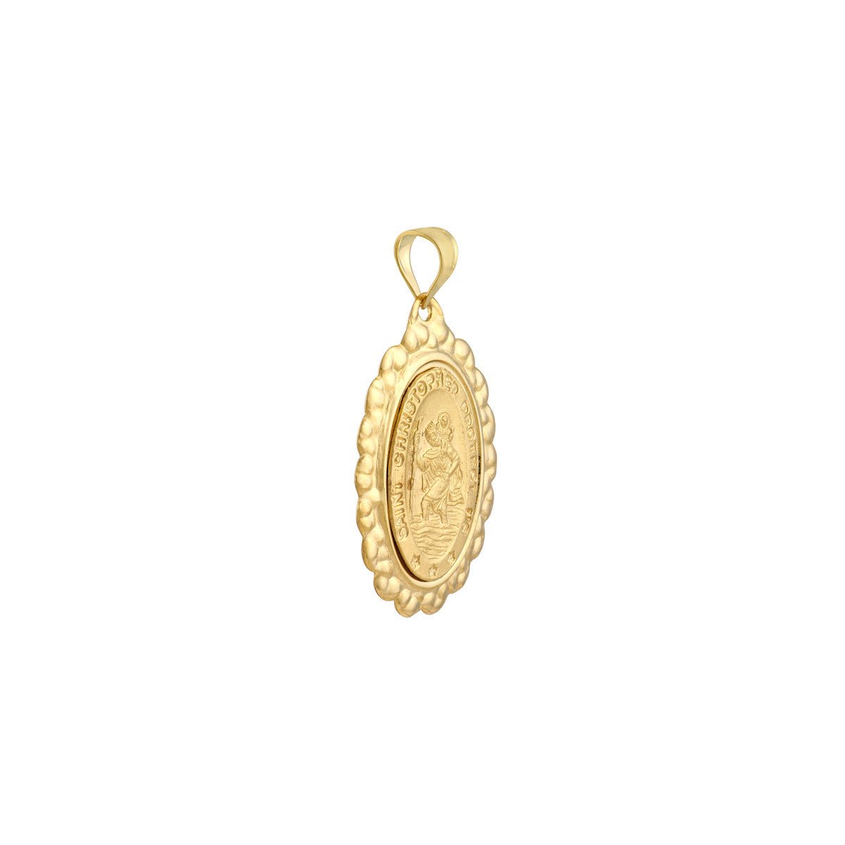 Birmingham Jewelry - 14K Yellow Gold Framed St. Christopher Medal - Birmingham Jewelry