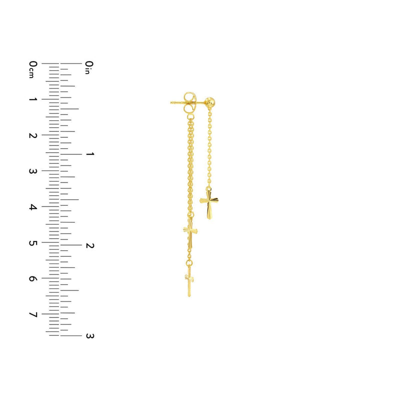 Birmingham Jewelry - 14K Yellow Gold Front and Back Fluted Cross Earrings - Birmingham Jewelry