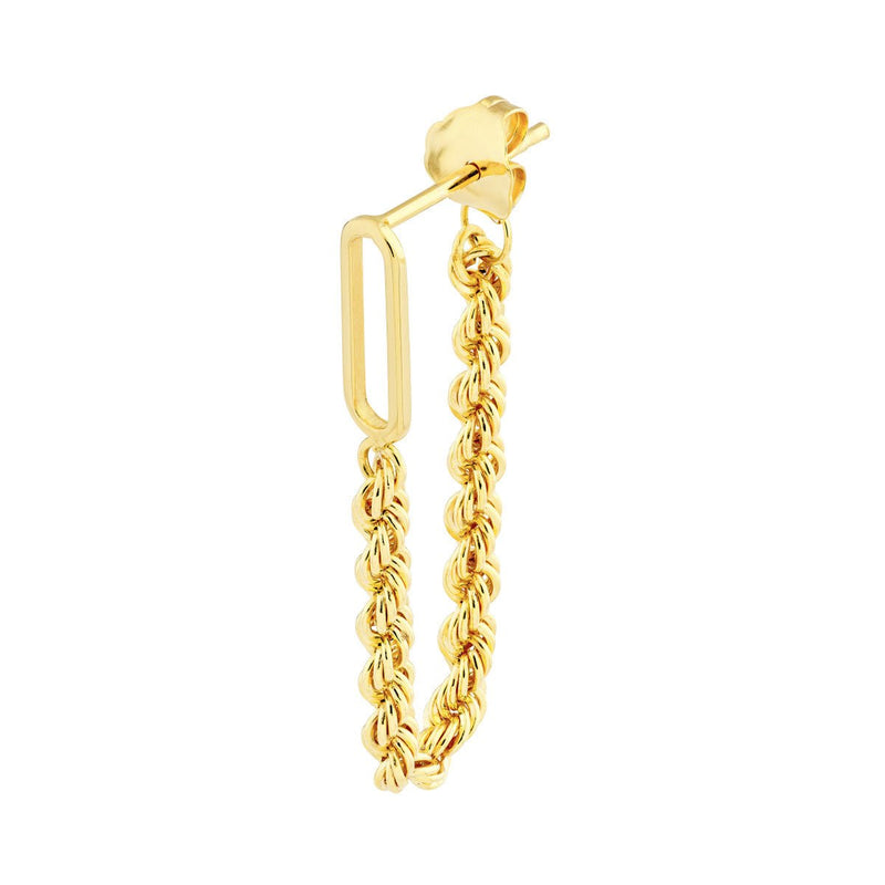 Birmingham Jewelry - 14K Yellow Gold Front to Back Paper Clip + Rope Chain Earrings - Birmingham Jewelry