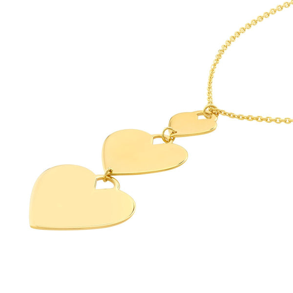 Birmingham Jewelry - 14K Yellow Gold Graduating Triple Heart Adjustable Necklace - Birmingham Jewelry