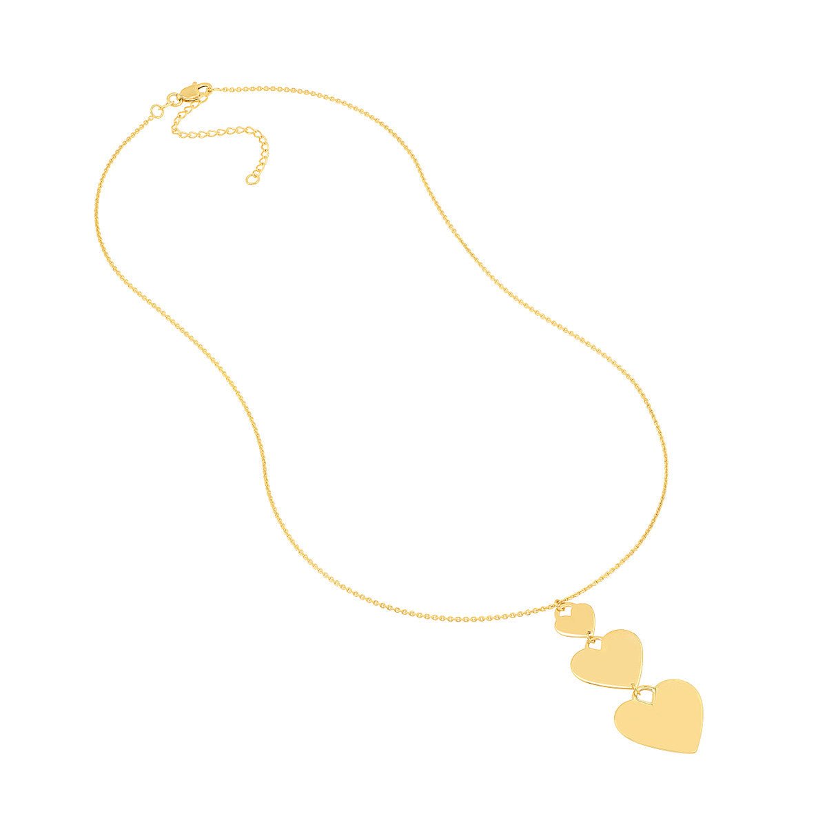 Birmingham Jewelry - 14K Yellow Gold Graduating Triple Heart Adjustable Necklace - Birmingham Jewelry